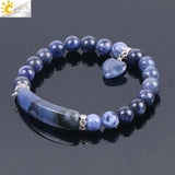 CSJA Sodalite Beaded Bracelet Love Heart Stretch Healing Prayer F109