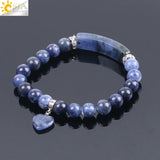 CSJA Sodalite Beaded Bracelet Love Heart Stretch Healing Prayer F109