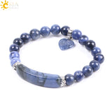 CSJA Sodalite Beaded Bracelet Love Heart Stretch Healing Prayer F109