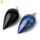 CSJA Stone Teardrop Pendant Necklace Healing Pink Quartz