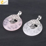 CSJA Tree of Life Charm Pendant Natural Stone Reiki Silver