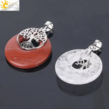CSJA Tree of Life Charm Pendant Natural Stone Reiki Silver