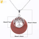 CSJA Tree of Life Charm Pendant Natural Stone Reiki Silver