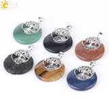 CSJA Tree of Life Charm Pendant Natural Stone Reiki Silver