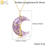 CSJA Tree of Life Pendant Necklace 7 Chakra Crystal Resin Wire Wrap