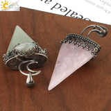 CSJA Triangle Pendant Necklace Moon Labradorite Geometric Men Women Jewelry