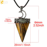 CSJA Triangle Pendant Necklace Moon Labradorite Geometric Men Women Jewelry