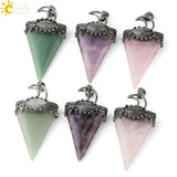 CSJA Triangle Pendant Necklace Moon Labradorite Geometric Men Women Jewelry