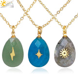 CSJA Water Drop Stainless Steel Charm Necklace