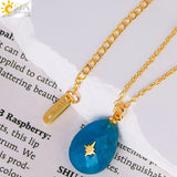 CSJA Water Drop Stainless Steel Charm Necklace