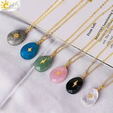 CSJA Water Drop Stainless Steel Charm Necklace