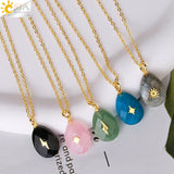 CSJA Water Drop Stainless Steel Charm Necklace