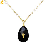 CSJA Water Drop Stainless Steel Charm Necklace