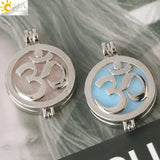 CSJA 3D Pendant Reiki Crystal Quartz AUM Locket Necklace