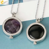 CSJA 3D Pendant Reiki Crystal Quartz AUM Locket Necklace