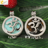 CSJA 3D Pendant Reiki Crystal Quartz AUM Locket Necklace