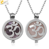 CSJA 3D Pendant Reiki Crystal Quartz AUM Locket Necklace