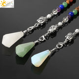 CSJA Buddha Head Pendulum 7 Chakra Chain Pink Quartz Crystal Pendule G343