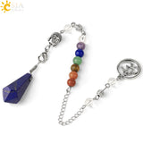 CSJA Buddha Head Pendulum 7 Chakra Chain Pink Quartz Crystal Pendule G343