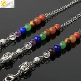CSJA Buddha Head Pendulum 7 Chakra Chain Pink Quartz Crystal Pendule G343