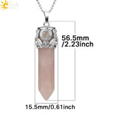 CSJA Healing Point Pendant Necklace Crystal Pillar Reiki Jewelry G197