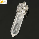 CSJA Healing Point Pendant Necklace Crystal Pillar Reiki Jewelry G197