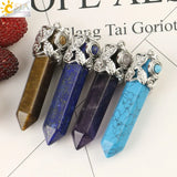CSJA Healing Point Pendant Necklace Crystal Pillar Reiki Jewelry G197