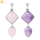 CSJA Stones Crystal Pendant Water Drop Geometric Quartz Lapis Lazuli