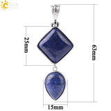 CSJA Stones Crystal Pendant Water Drop Geometric Quartz Lapis Lazuli