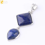 CSJA Stones Crystal Pendant Water Drop Geometric Quartz Lapis Lazuli