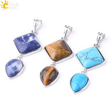 CSJA Stones Crystal Pendant Water Drop Geometric Quartz Lapis Lazuli