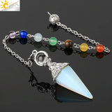 CSJA Stones Pendulum for Dowsing 7 Chakra Chain Cone Pendant Reiki Pendule