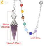 CSJA Stones Pendulum for Dowsing 7 Chakra Chain Cone Pendant Reiki Pendule