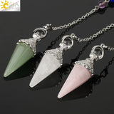 CSJA Stones Pendulum for Dowsing 7 Chakra Chain Cone Pendant Reiki Pendule
