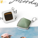 CSJA Natural Stones Pyramid Pendants Square Reiki Healing Jewelry
