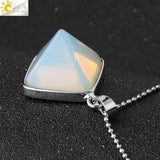 CSJA Natural Stones Pyramid Pendants Square Reiki Healing Jewelry