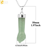 CSJA Natural Stone Pendant Necklace Carved Purple Crystal Quartz Tiger Eye Lapis
