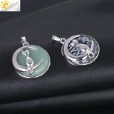 CSJA Cat Moon Pendant Natural Stone Kitten Lucky Jewelry Women Necklaces F334
