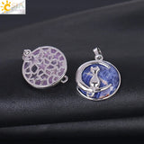 CSJA Cat Moon Pendant Natural Stone Kitten Lucky Jewelry Women Necklaces F334