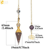 CSJA Natural Chip Stone Pendulum Hexagonal Reiki Yoga Pyramid Resin Pendant