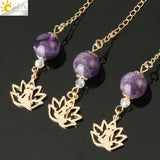 CSJA Natural Chip Stone Pendulum Hexagonal Reiki Yoga Pyramid Resin Pendant