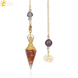 CSJA Natural Chip Stone Pendulum Hexagonal Reiki Yoga Pyramid Resin Pendant