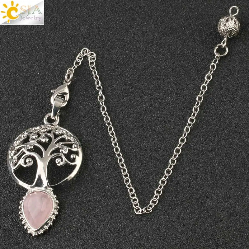 CSJA Tree of Life Stone Pendulum Amulet Wicca Dowsing Divination G151