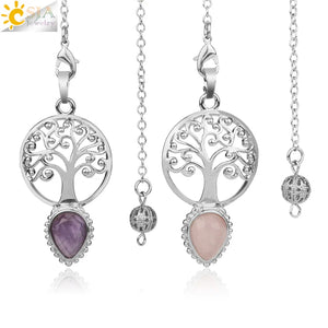 CSJA Tree of Life Stone Pendulum Amulet Wicca Dowsing Divination G151