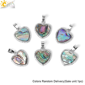 CSJA Abalone Shell Heart Pendant Necklace Women Vintage Jewelry H017
