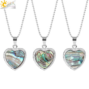 CSJA Abalone Shell Heart Pendant Necklace Women Vintage Jewelry H017