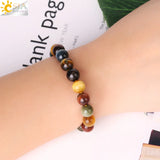 CSJA Tiger Eye Crystal Bracelet 8-12MM Round Beads G836