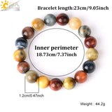 CSJA Tiger Eye Crystal Bracelet 8-12MM Round Beads G836