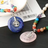 CSJA Oval Freshwater Pearls Necklace 7 Chakra Stones Short Necklaces G460