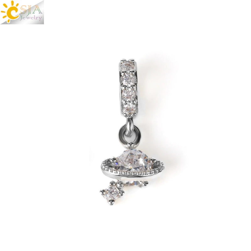 CSJA Planet Charms Cubic Zirconia Earrings S808